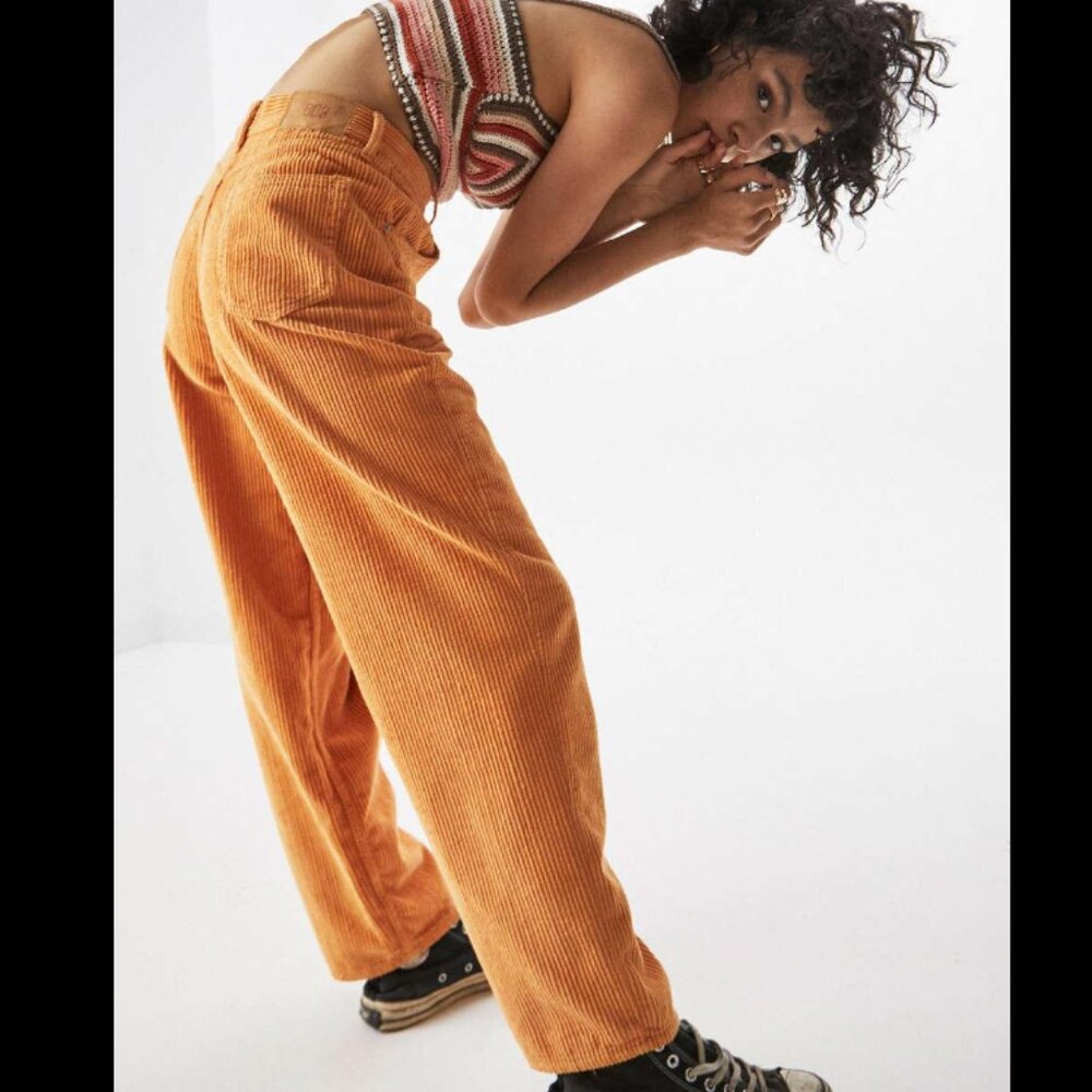 BDG High Rise Baggy Corduroy Pants in Orange